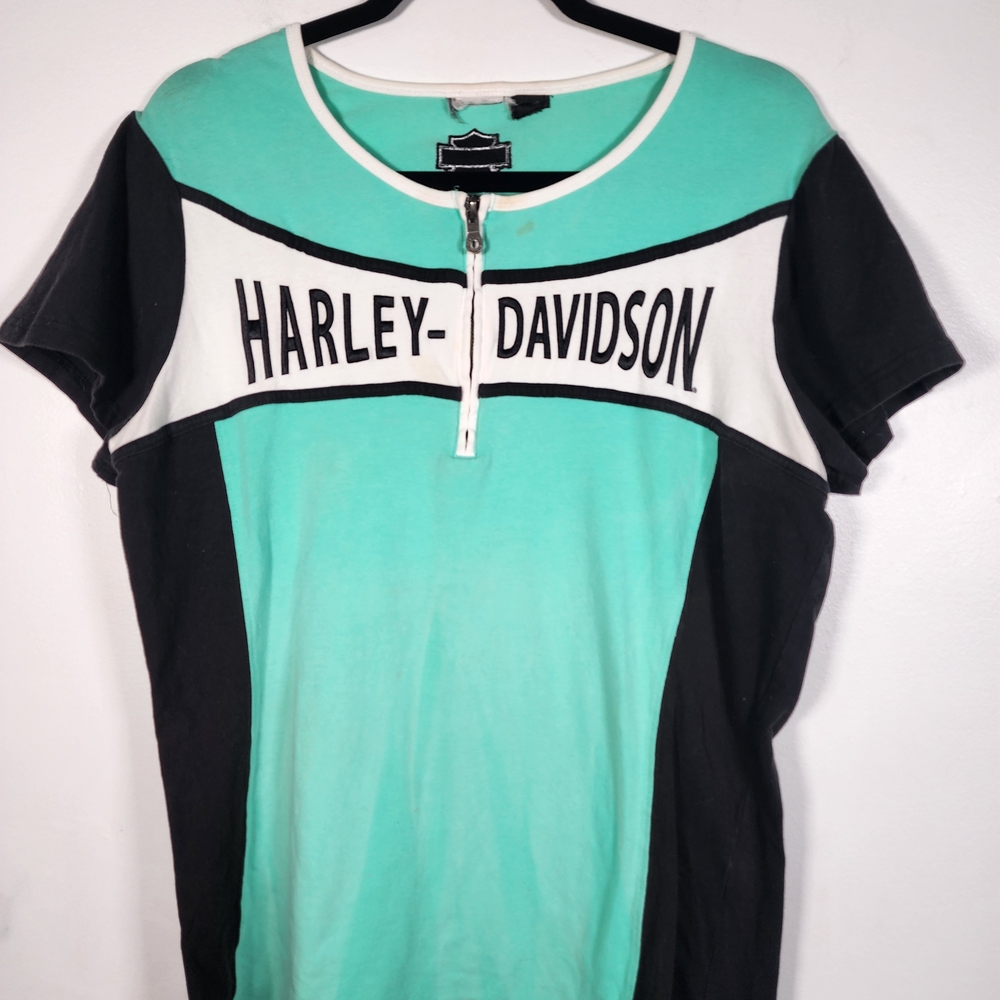 💥 Harley-Davidson Teal and Black T-Shirt